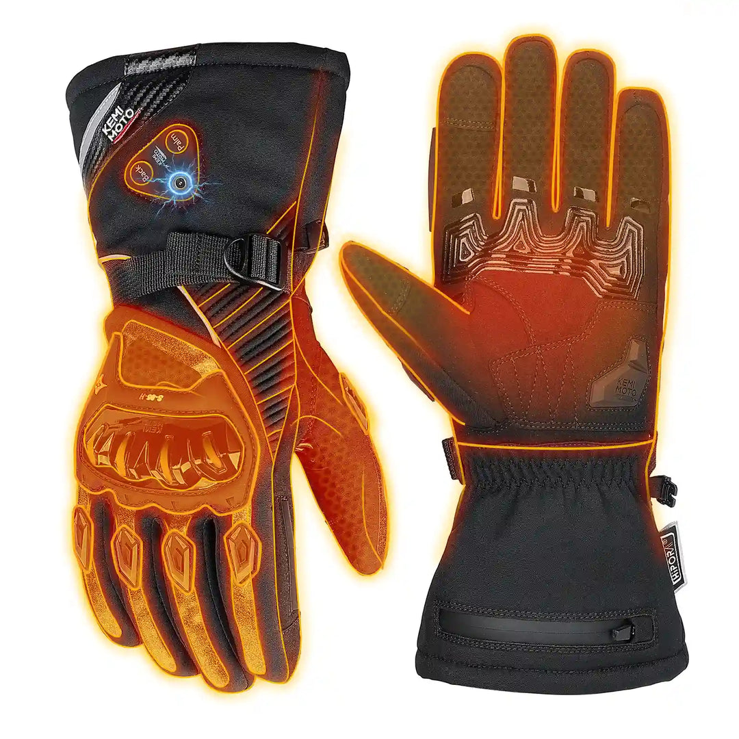 Heated Motorcycle Gloves with Hybrid Power and Magnetic Connector