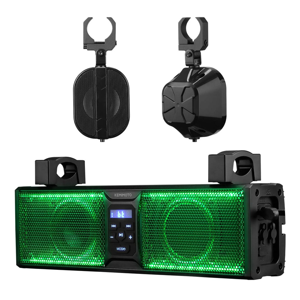 2.1CH 17" SoundBar Bluetooth For Polaris  Can am UTV/ATV Universal with RGB Lights 1''-2'' Roll Bar