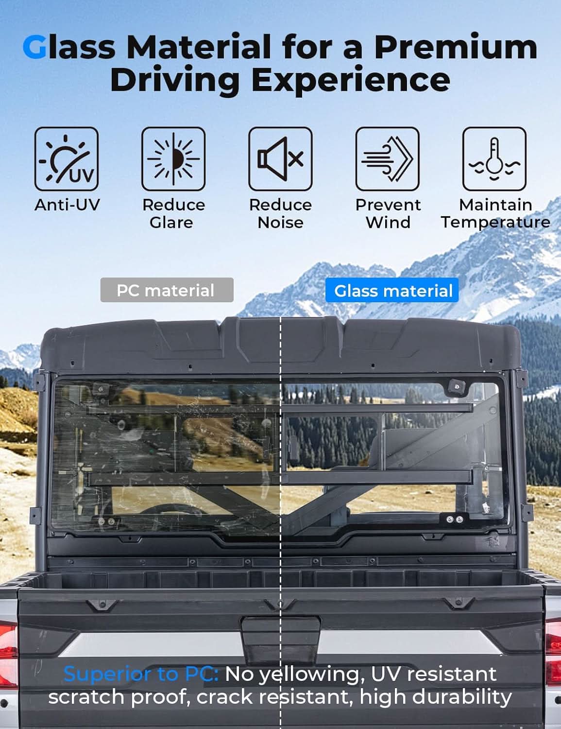 Sliding Glass Rear Window for Polaris Ranger 570 / 900 / 1000 & XP Crew (2013–2026)