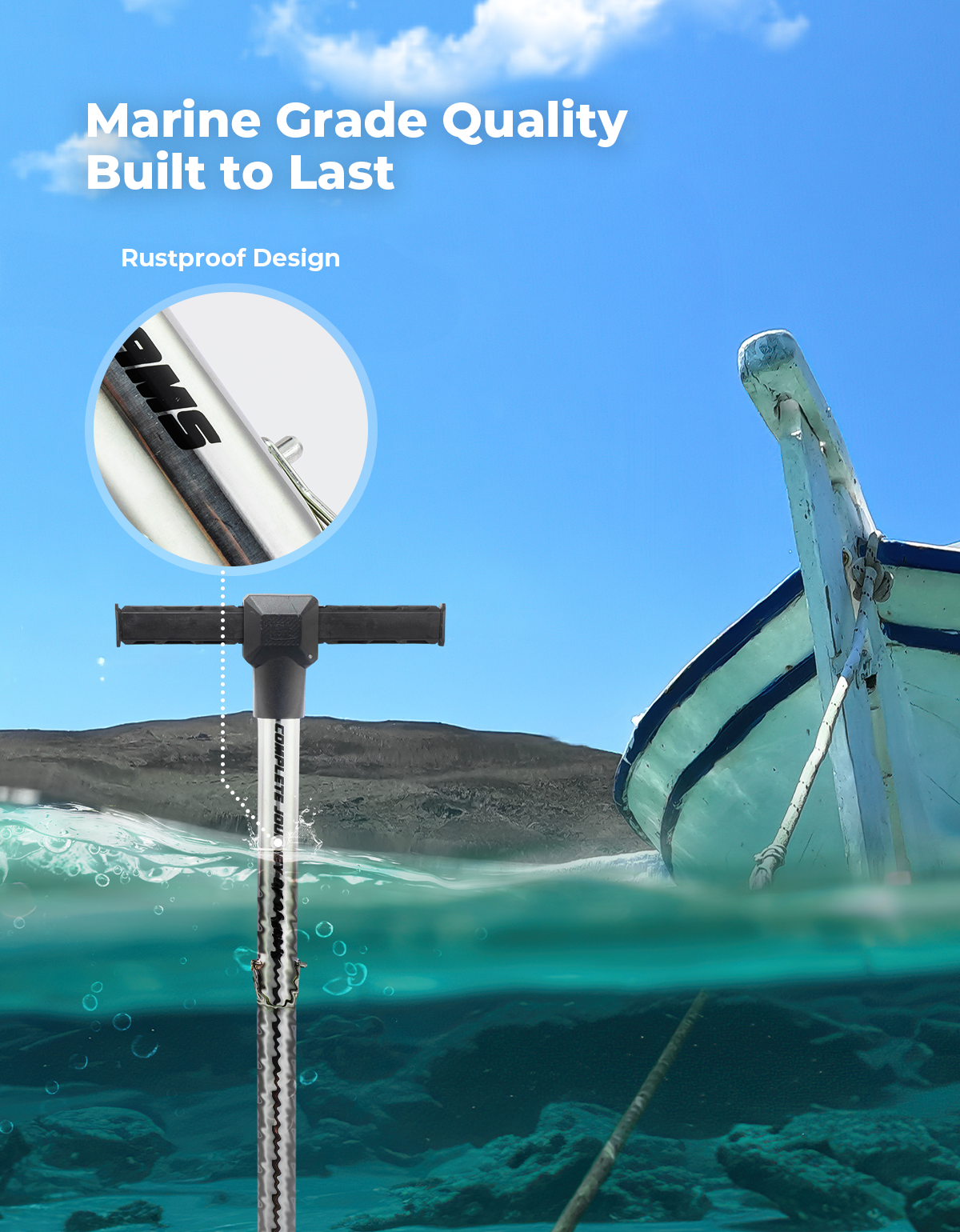Jet Ski Anchor Shallow Water Anchor Pole for Kayak Pontoon