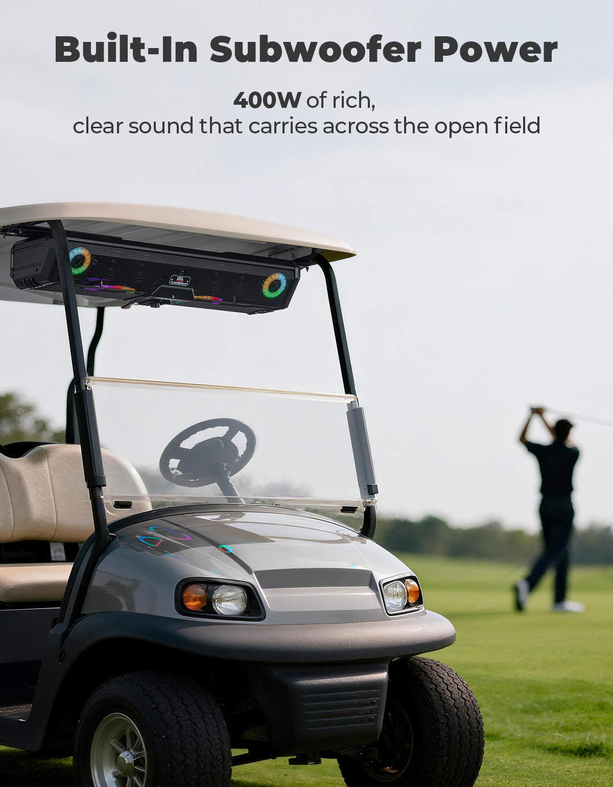 Midnight 90 Roof 34" Golf Cart Bluetooth Sound Bar RGB Lights 800W MAX Waterproof Speaker