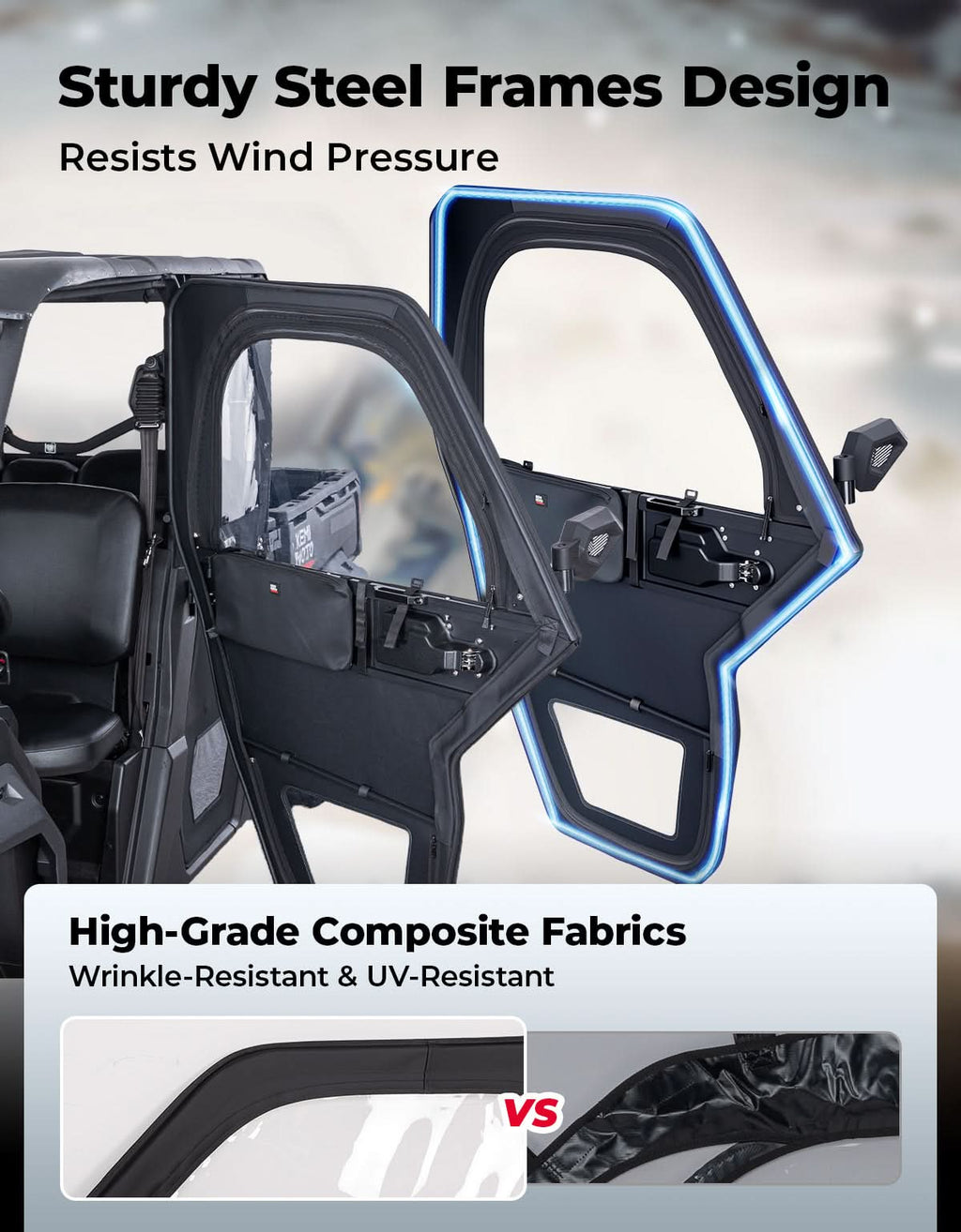 UTV Framed Doors for Can-Am Defender Max HD 7/8/9/10 – Full Enclosure Kit, 2022–2026