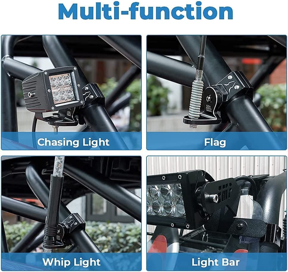 Spiral Whip Light Set, 2PCS Whip Light & Flag mount & 12V Switch On-off
