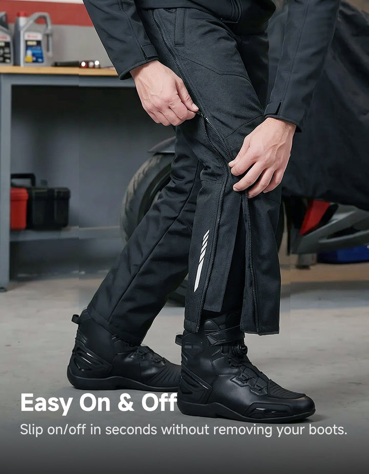Full-Leg Quick-Off CE Armor Windproof Heated Motorcycle Overpants