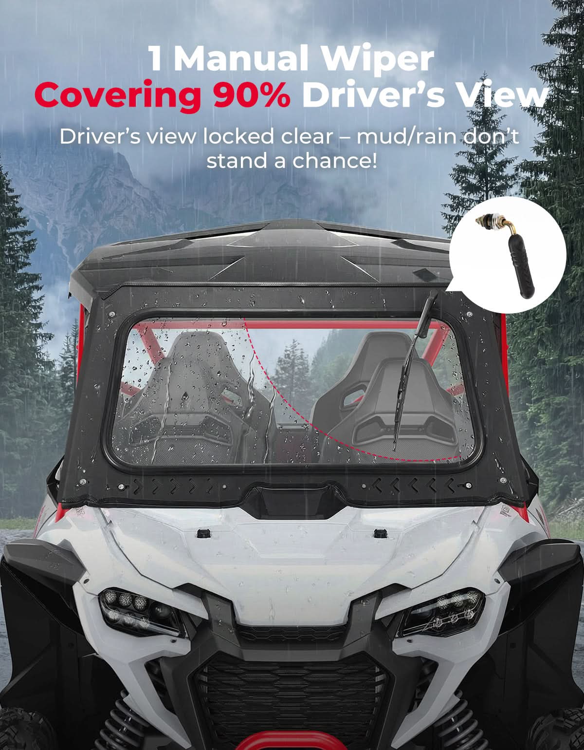 8MM Glass Windshield with Wiper for Honda Talon 1000