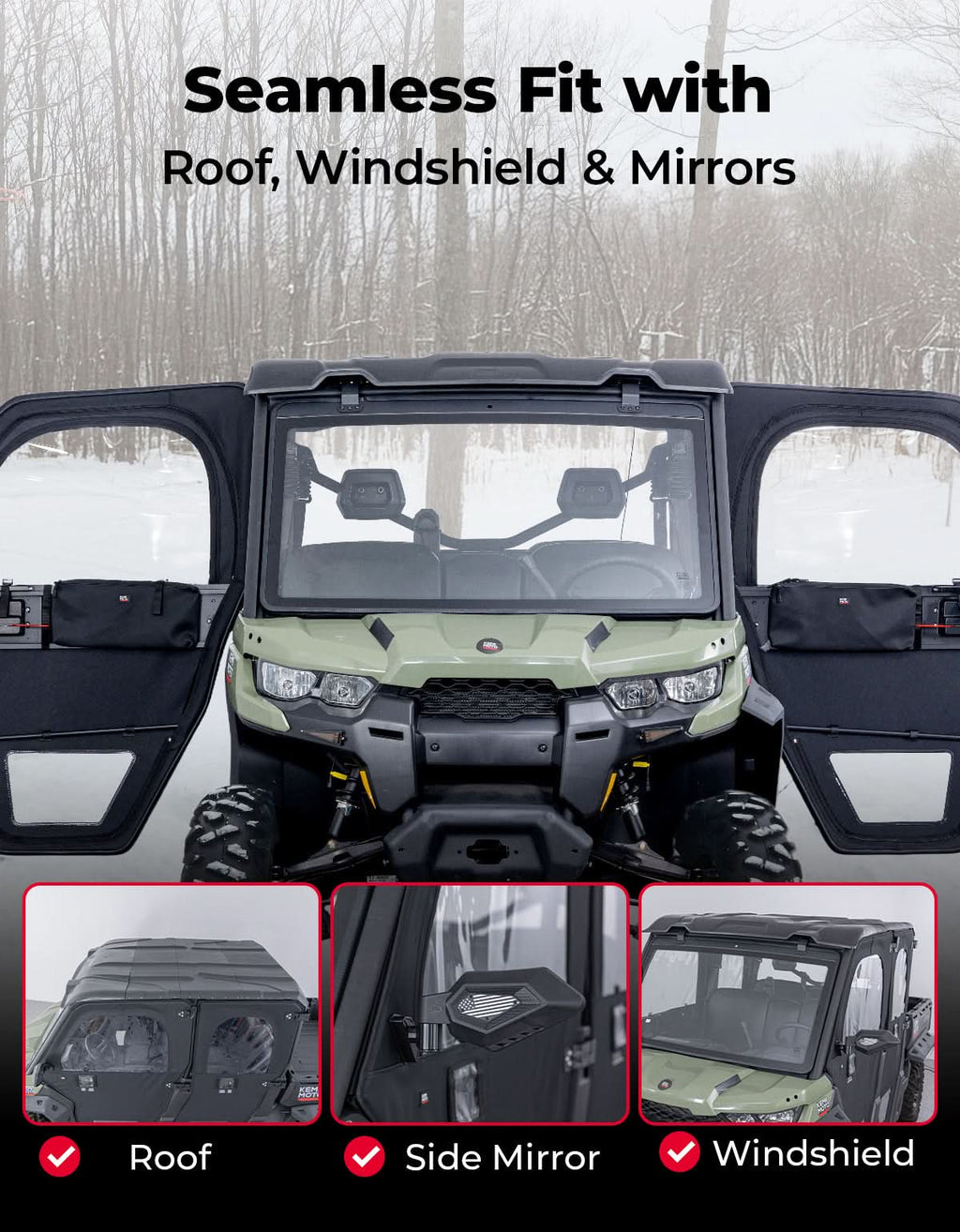 UTV Framed Doors for Can-Am Defender Max HD 7/8/9/10 – Full Enclosure Kit, 2022–2026