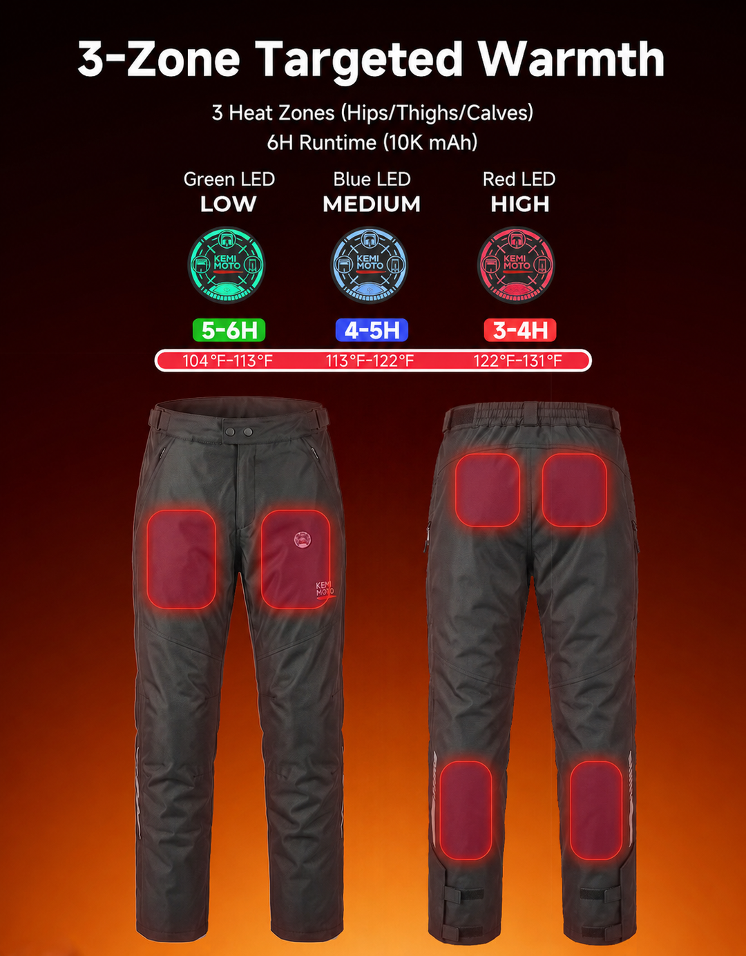 Full-Leg Quick-Off CE Armor Windproof Heated Motorcycle Overpants