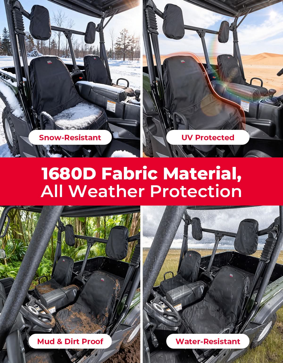 UTV Waterproof Seat Cover for Hisun/Axis, Massimo, Coleman 500/700 (2 Pcs)