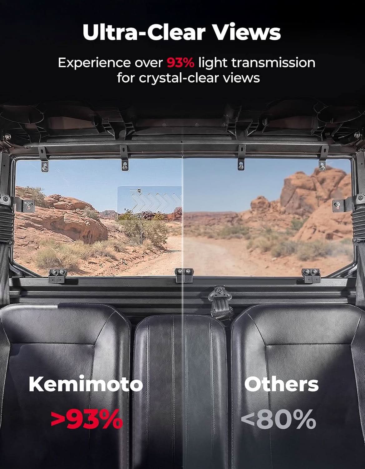 UTV Rear Windshield with Vents For Kawasaki Ridge