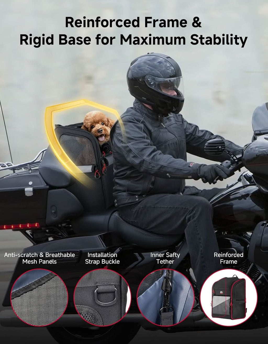 Expandable Motorcycle Dog Carrier for Small Dogs & Cat