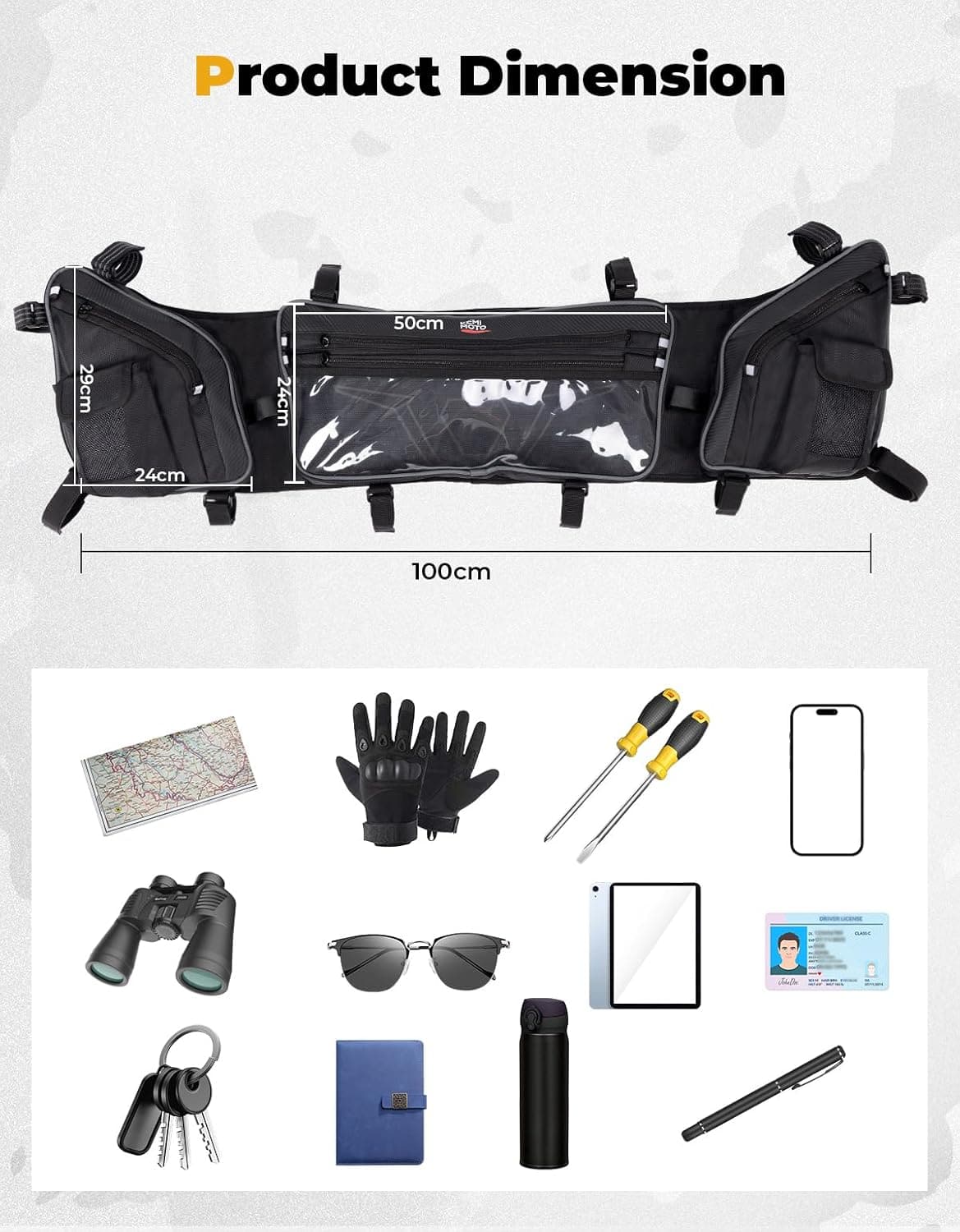 UTV Roof Bag Overhead Storage Bag for Polaris RZR XP 1000/ 4 2024-2025