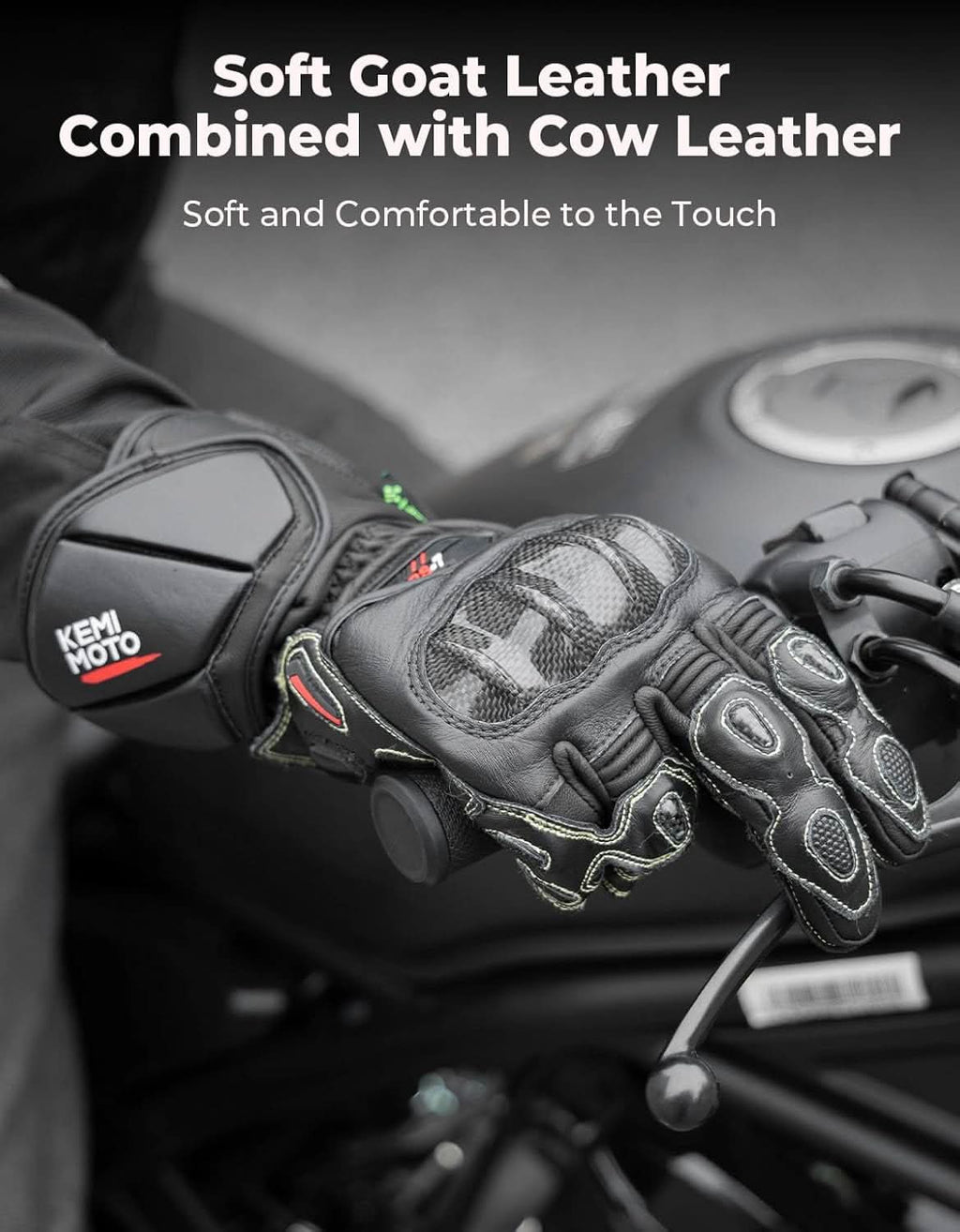 Leather Motorcycle Gloves with Kevlar & Carbon Fiber Protection