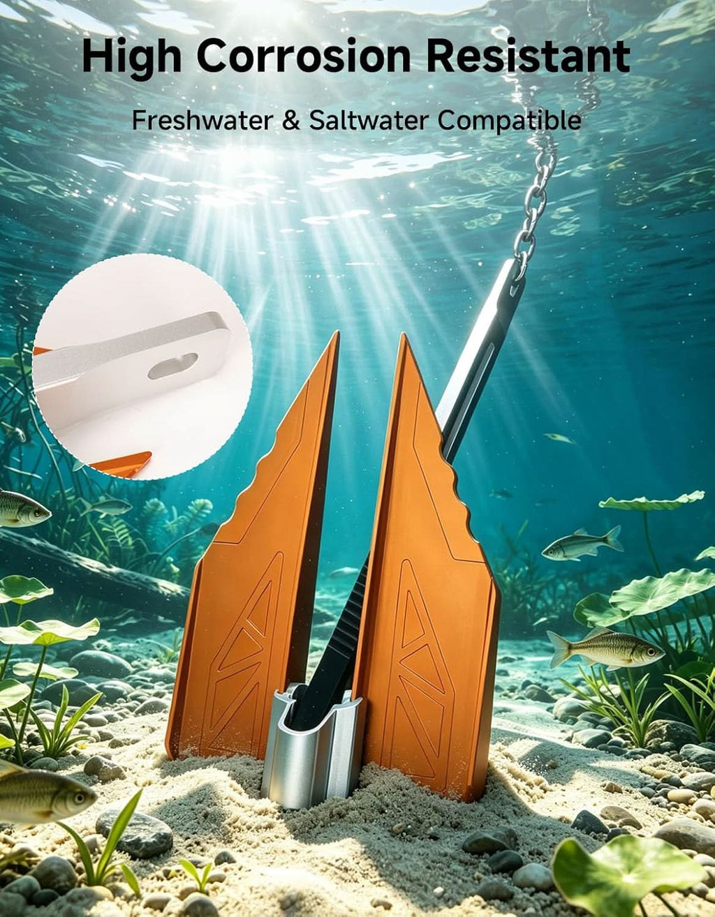 Premium Fluke Anchor for 16-30 ft Pontoon Boats, Jet Skis & Sport Boats