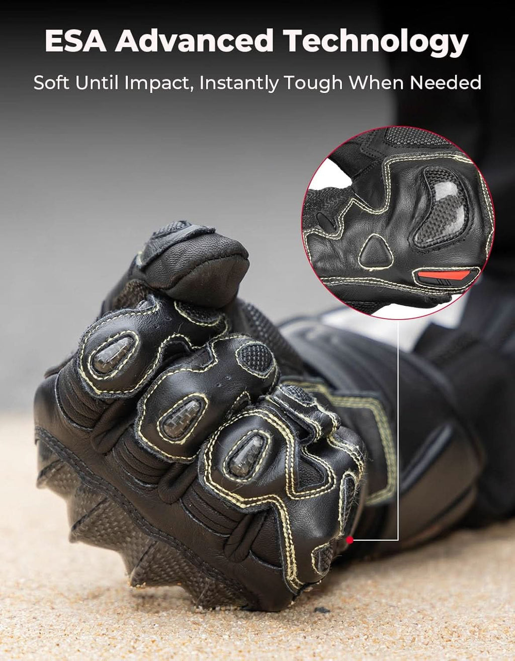 Leather Motorcycle Gloves with Kevlar & Carbon Fiber Protection