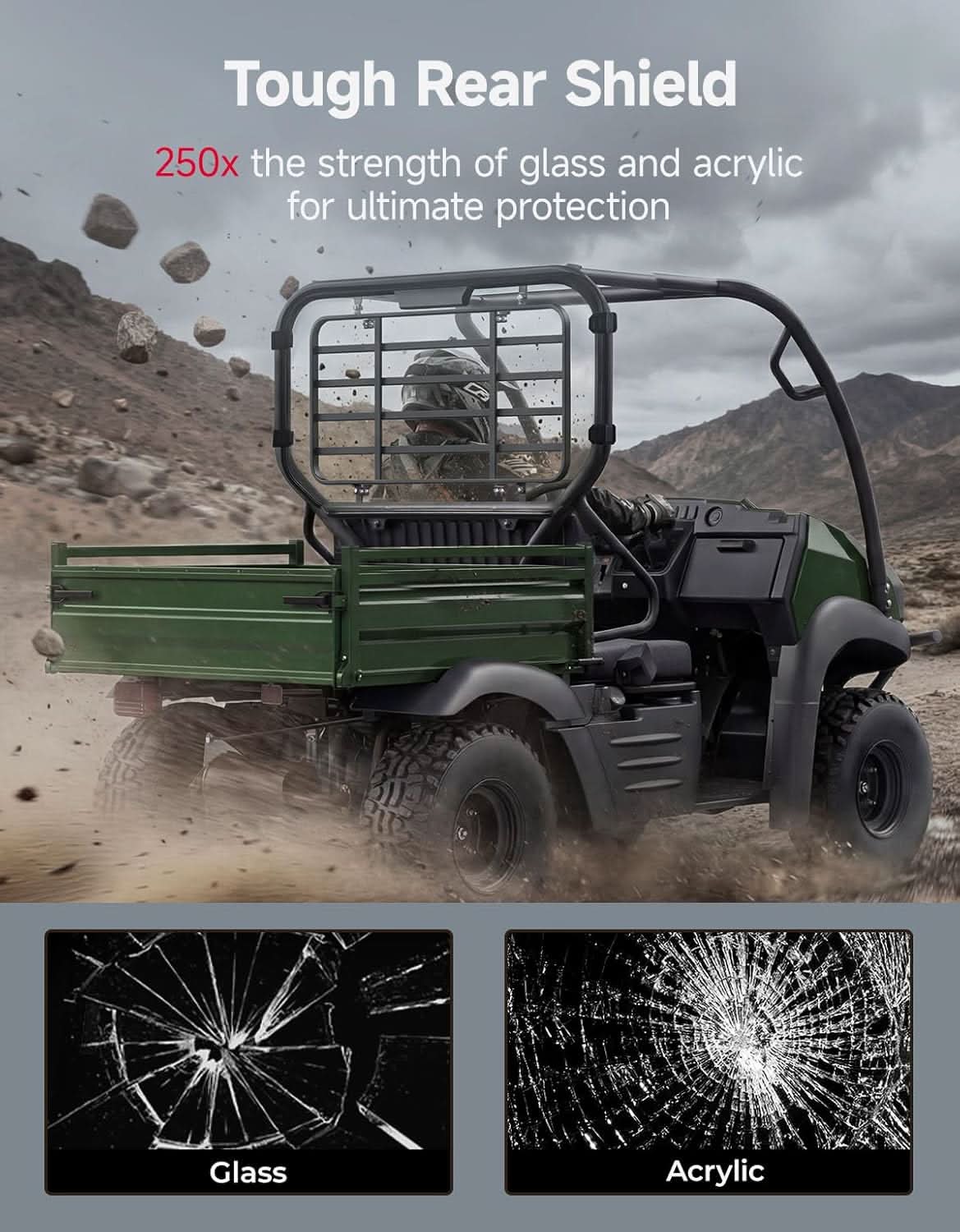 UTV Rear Windshield For Kawasaki Mule SX