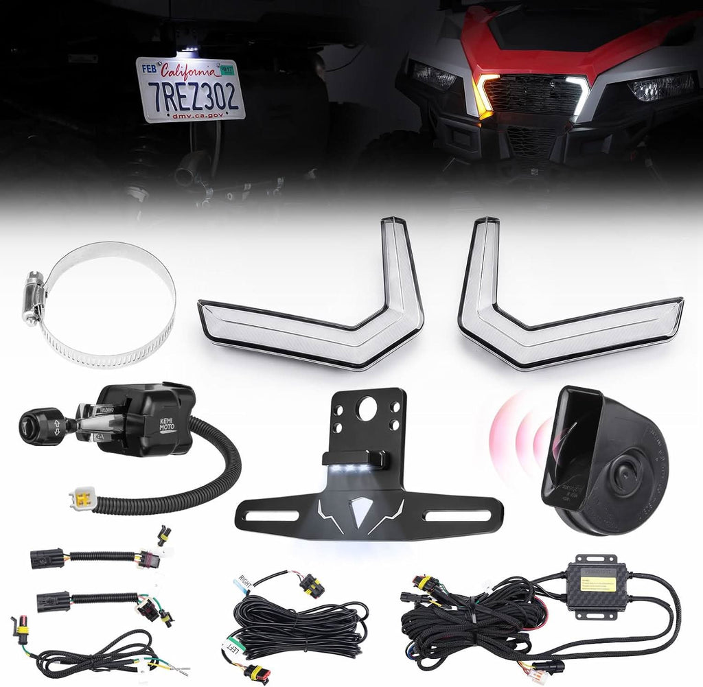 UTV Turn Signal Kit with Horn & License Plate Holder for Polaris General 1000/ XP 1000 2016-2026