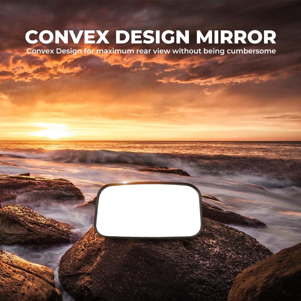 UTV Side Mirrors with Shatterproof Convex Glass for Polaris RZR Can-Am Maverick X3 Kawasaki Teryx Mule Pioneer, 1.5"-2" Roll Cage
