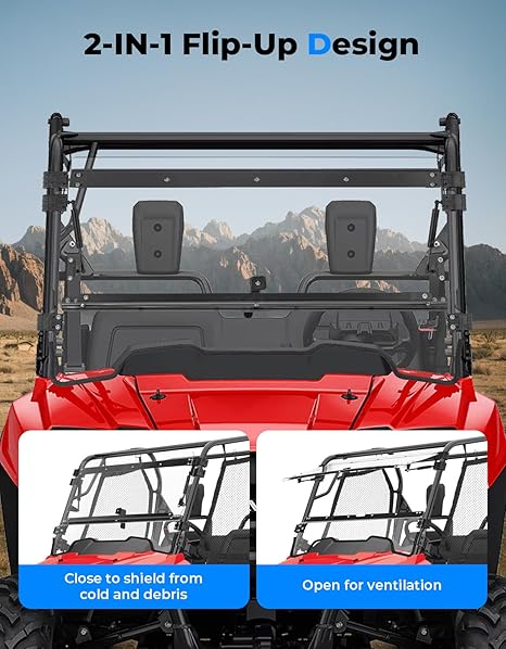UTV 2-IN-1 Flip Windshield for Honda Pioneer 700 / 700-4