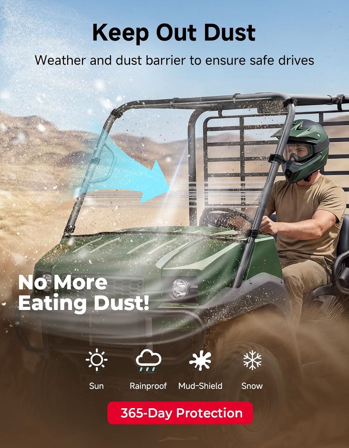 UTV Flip Windshield For Kawasaki Mule