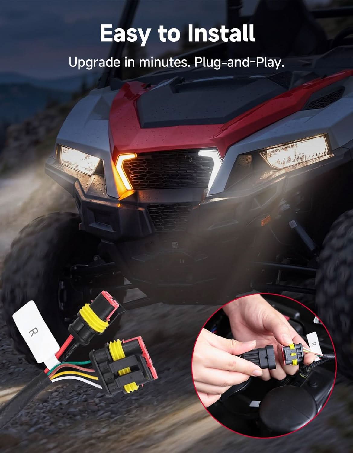 UTV Turn Signal Kit with Horn & License Plate Holder for Polaris General 1000/ XP 1000 2016-2026