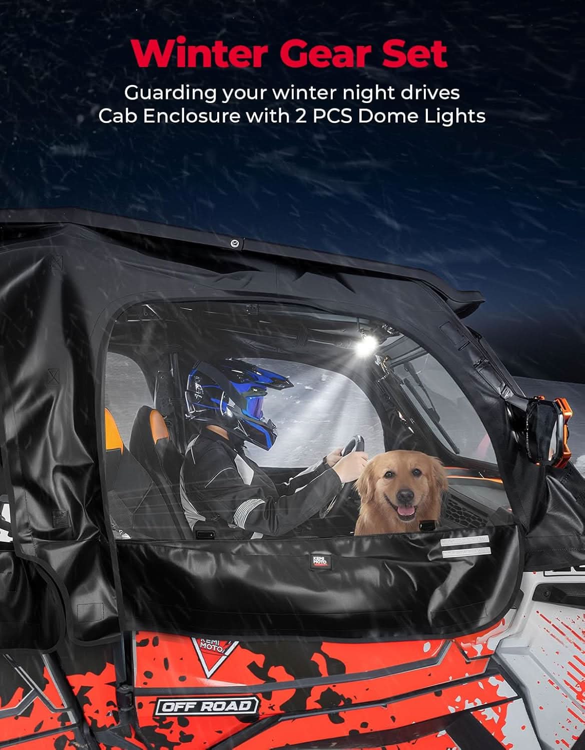 Upper Doors Cab Enclosure with 2 Dome Lights for Polaris RZR XP 4 1000 2014-2023