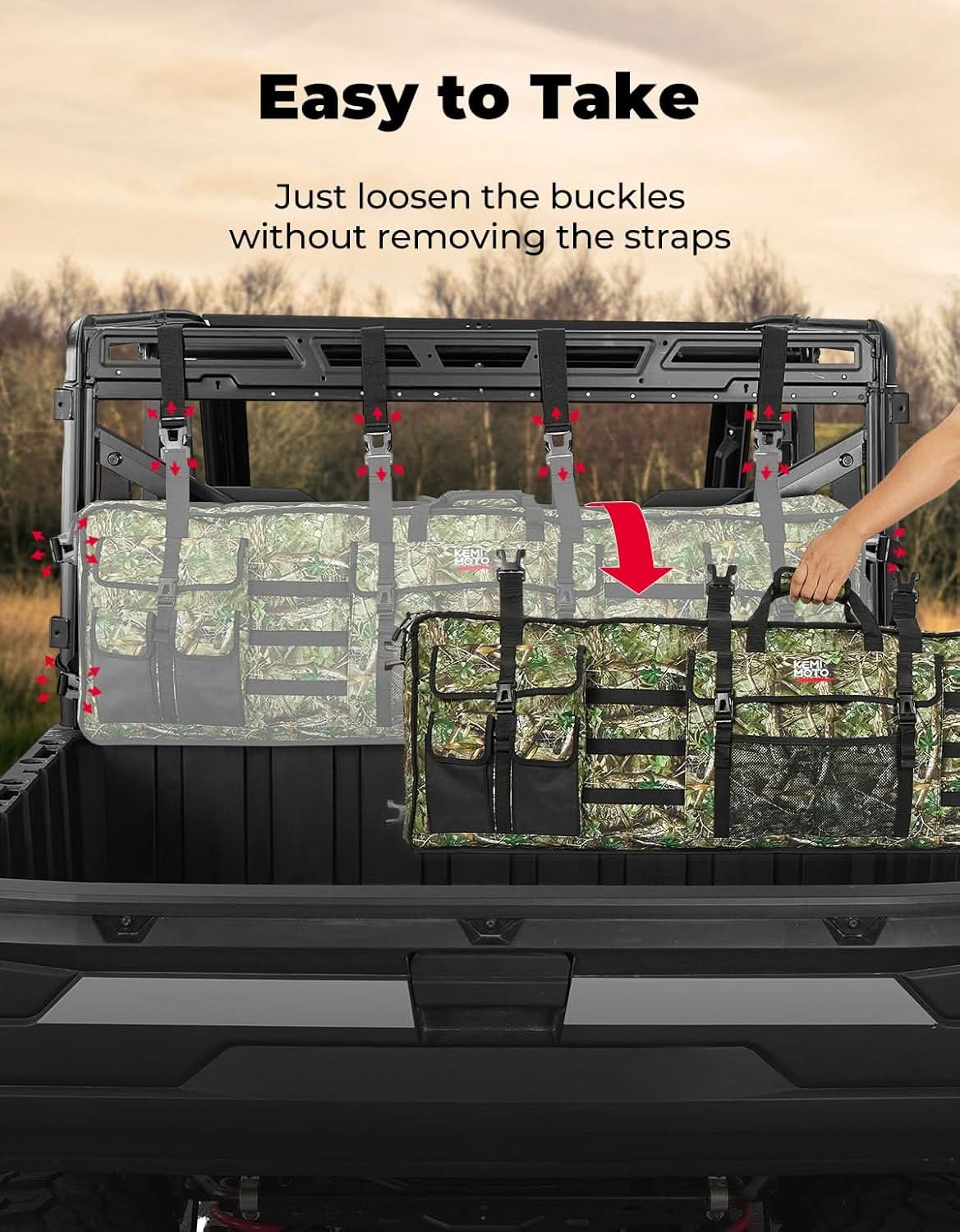 UTV Hunting Tool Bag Rack, Rear Roll Cage Carrier Case