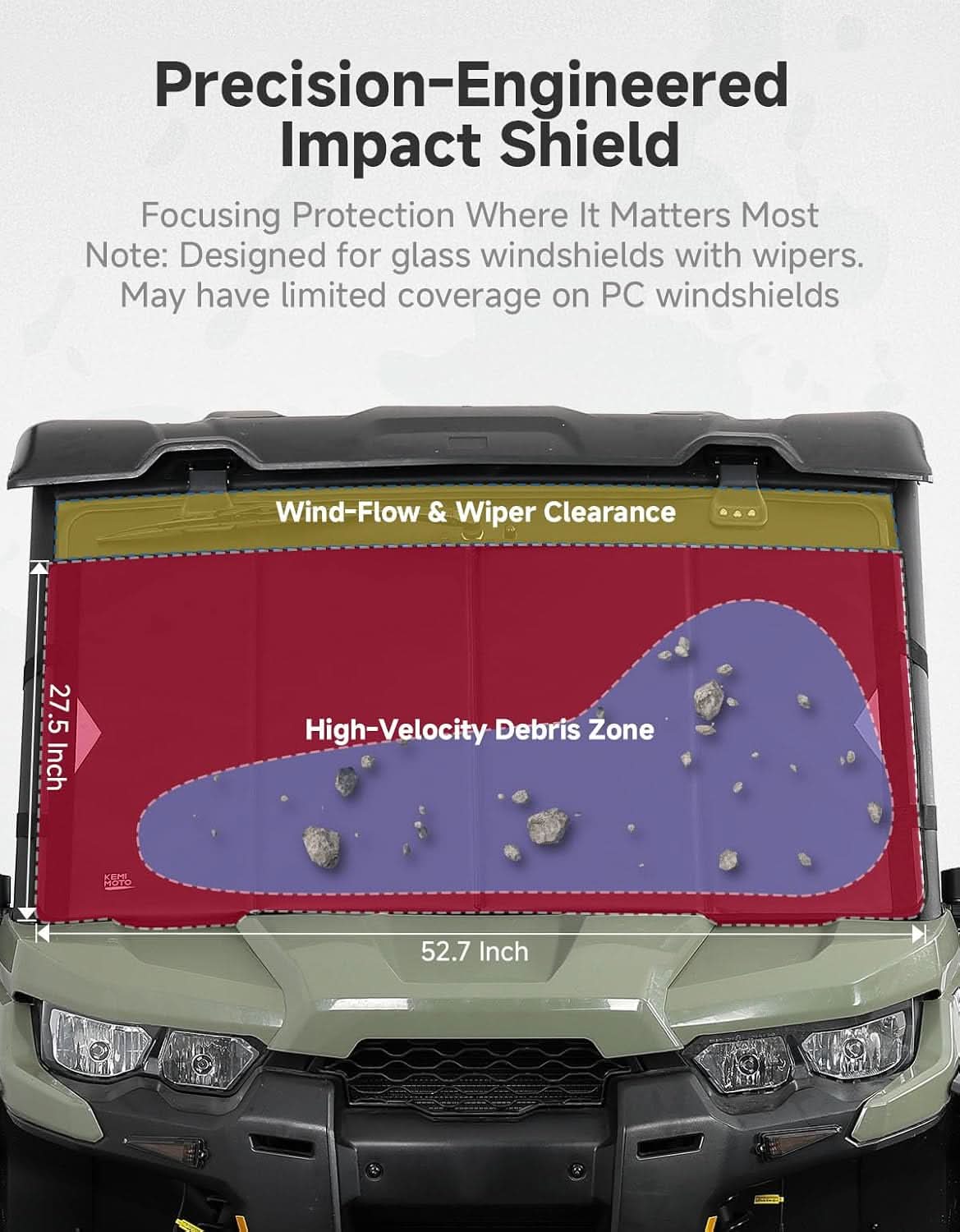 UTV Thickened Glass Windshield Cover for Polaris Ranger XP 1000 / Crew / Ranger 1000 / Can-Am Defender 2016-2026