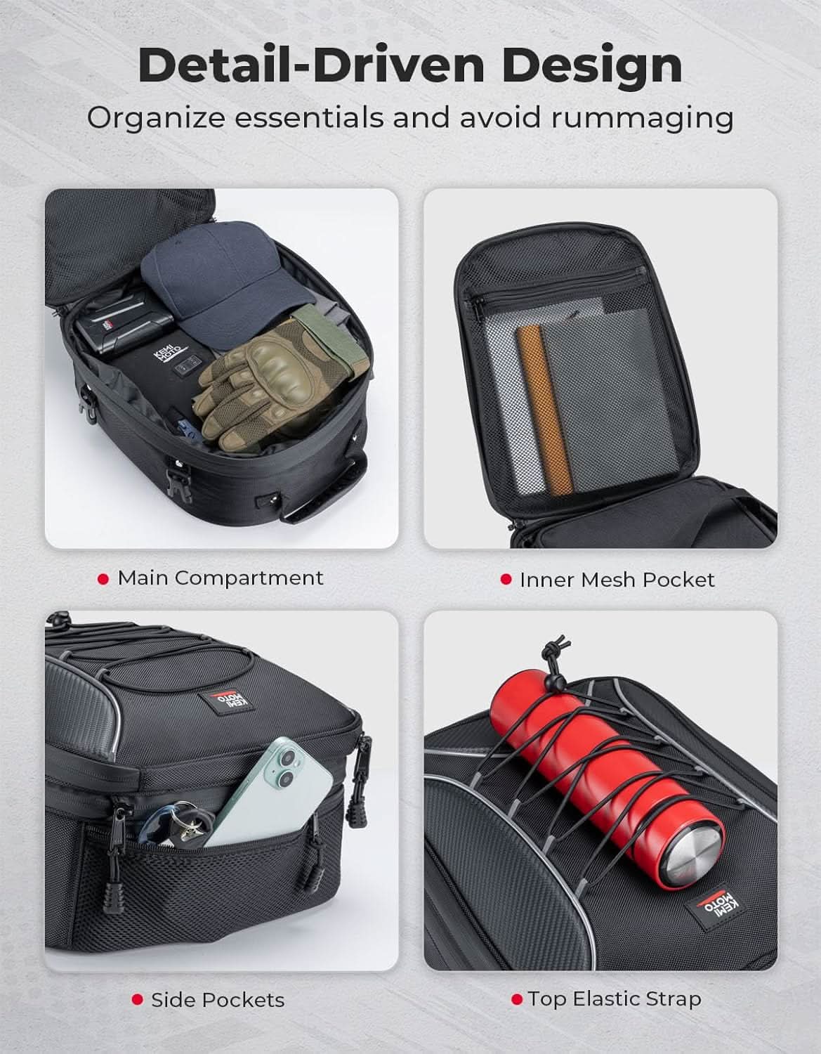 22L-34L Expandable Tail Bag For Motorcycle