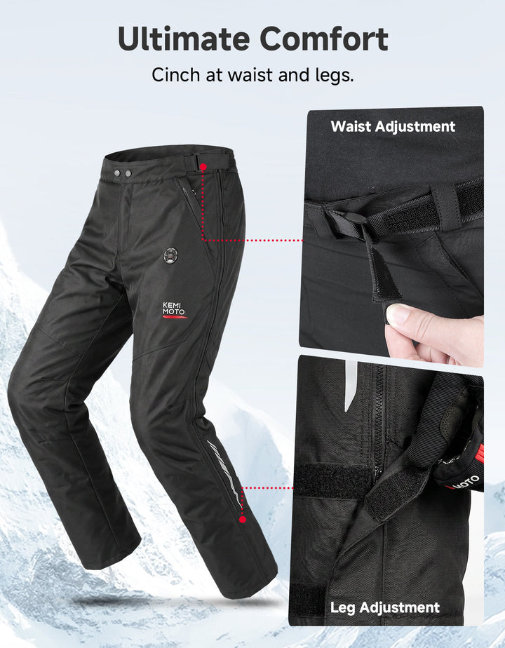 Full-Leg Quick-Off CE Armor Windproof Heated Motorcycle Overpants