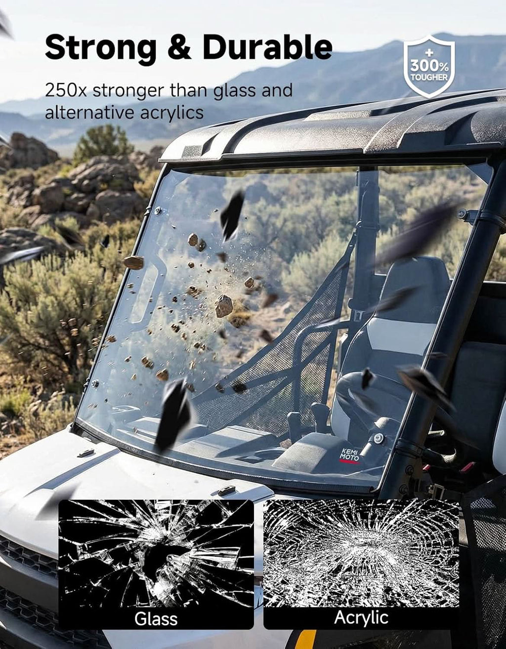UTV Front Windshield Scratch-Resistant for Polaris Ranger 150 EFI Youth 2018+