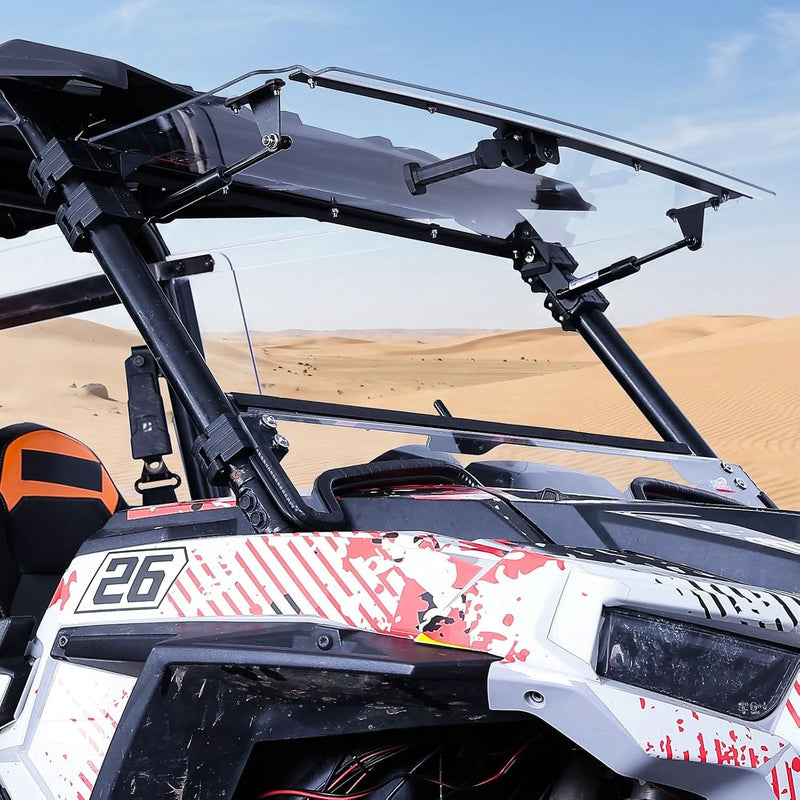 3-in-1 Front Flip Windshield, Scratch-Resistant Clear Polycarbonate for Polaris RZR XP 1000/Turbo 2019-2023