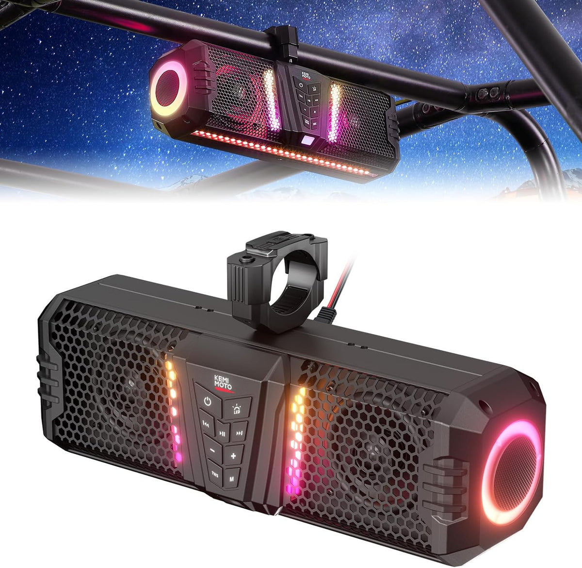 KEMIMOTO Midnight Gen1.5 Metal Sound Bar for Can-Am Maverick/Trail/Defender/Commander