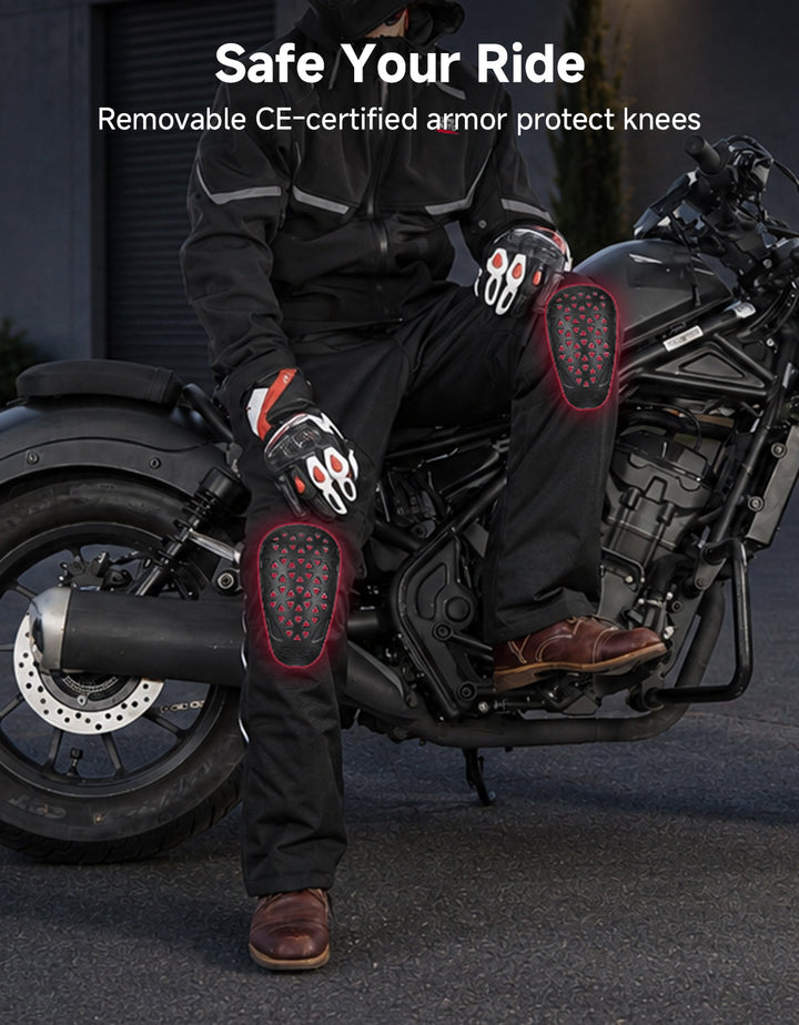 Full-Leg Quick-Off CE Armor Windproof Heated Motorcycle Overpants