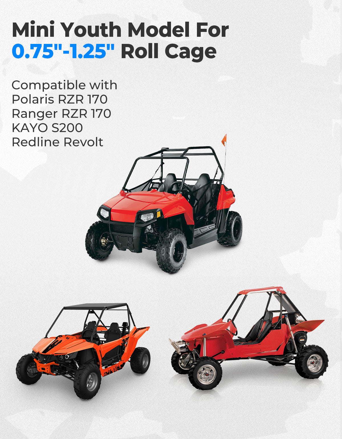 Mini Youth UTV Side Mirrors for Polaris RZR 170