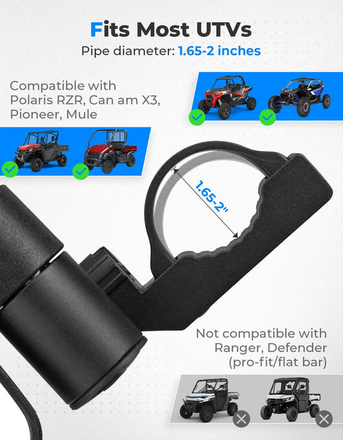 UTV Side Mirrors with Spring Back Feature for 1.65-2 Inch Roll Bars