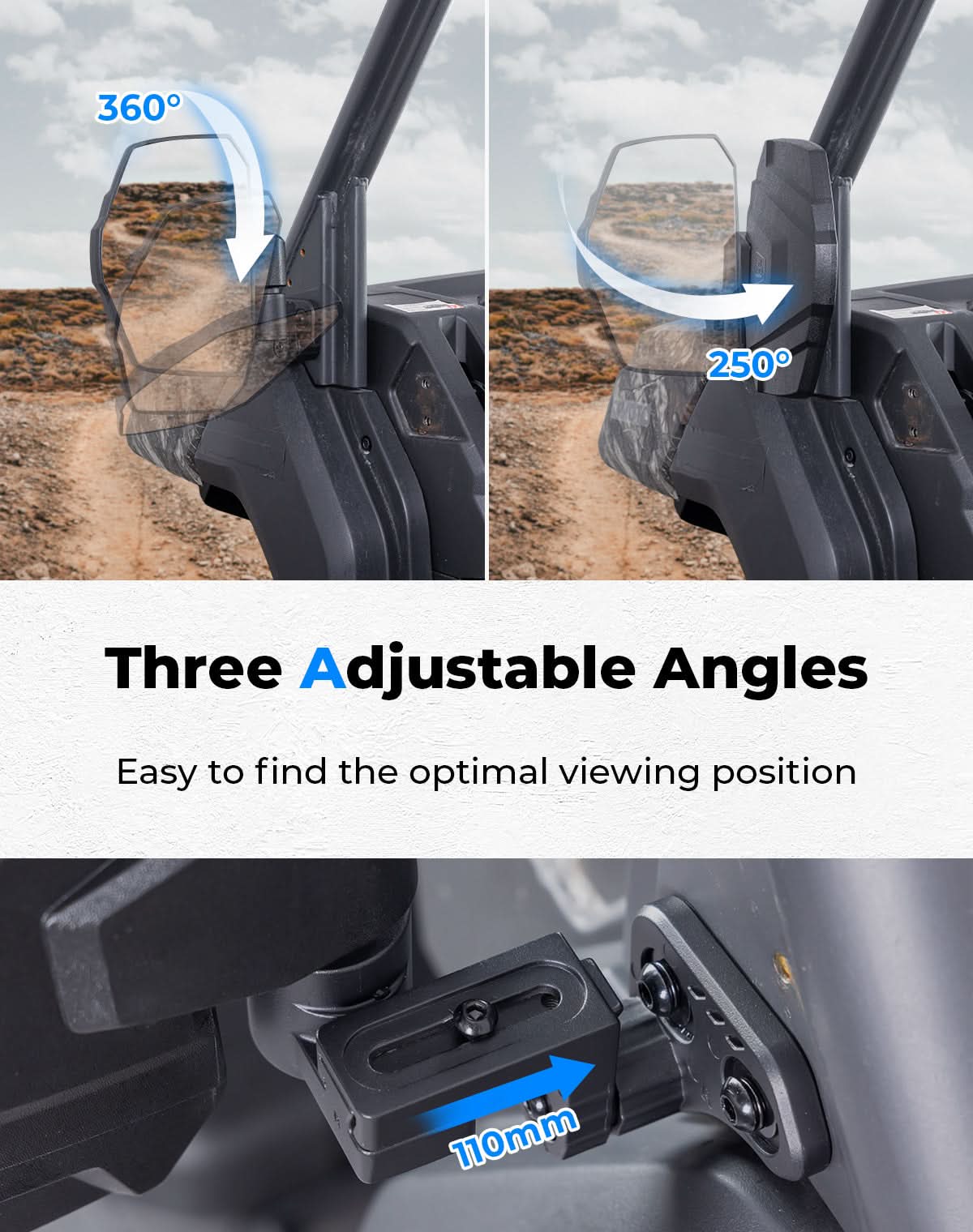 UTV Side Mirrors For CFMOTO UFORCE 1000/1000XL 2019-2026(Not Fit Full Door)