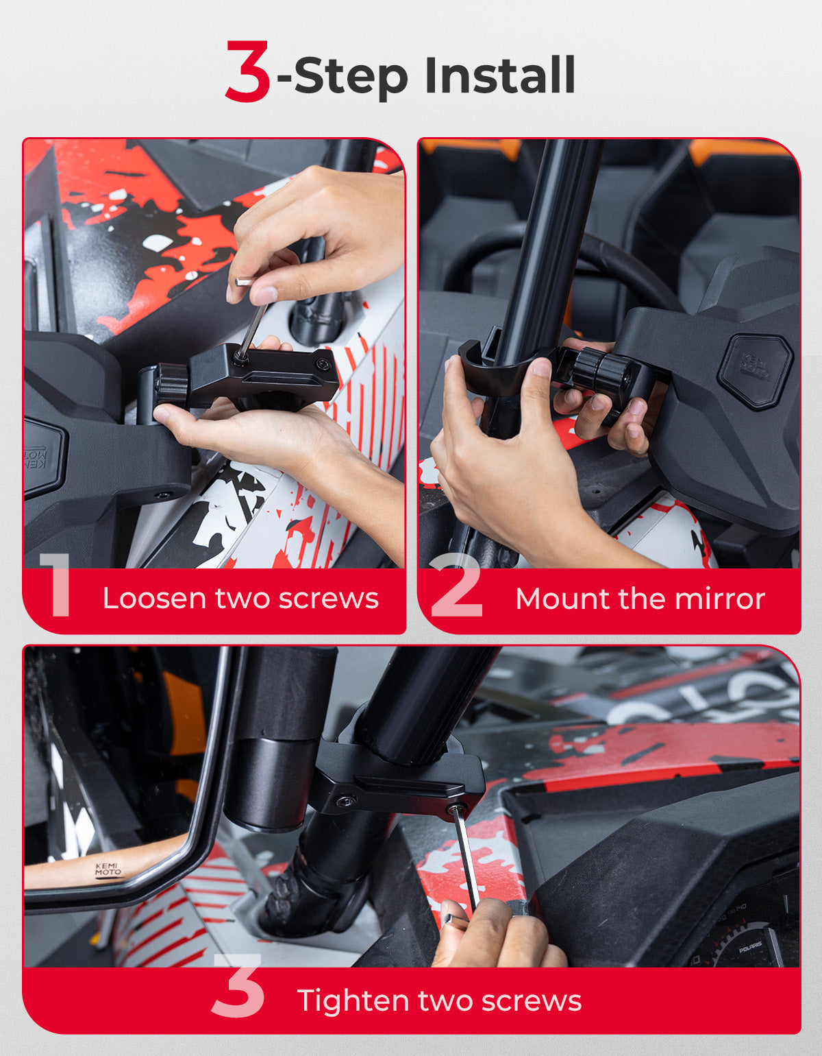 UTV Side Mirrors for Polaris RZR|Can-Am|CFMOTO Zforce