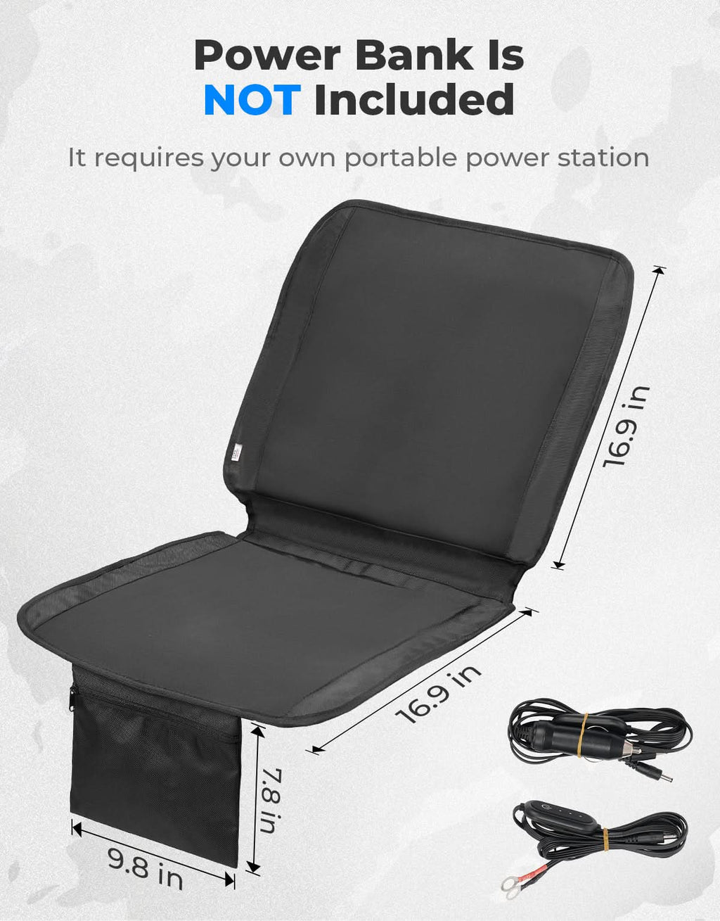 Heated Seat Cushion 3 Mode Adjustable Fast Heating Foldable Chair Pad for Indoor and Outdoor Use