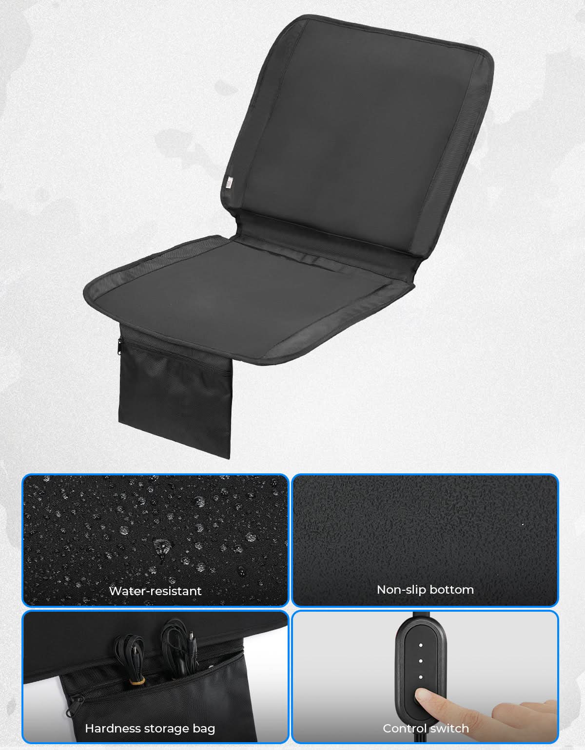 Heated Seat Cushion 3 Mode Adjustable Fast Heating Foldable Chair Pad for Indoor and Outdoor Use