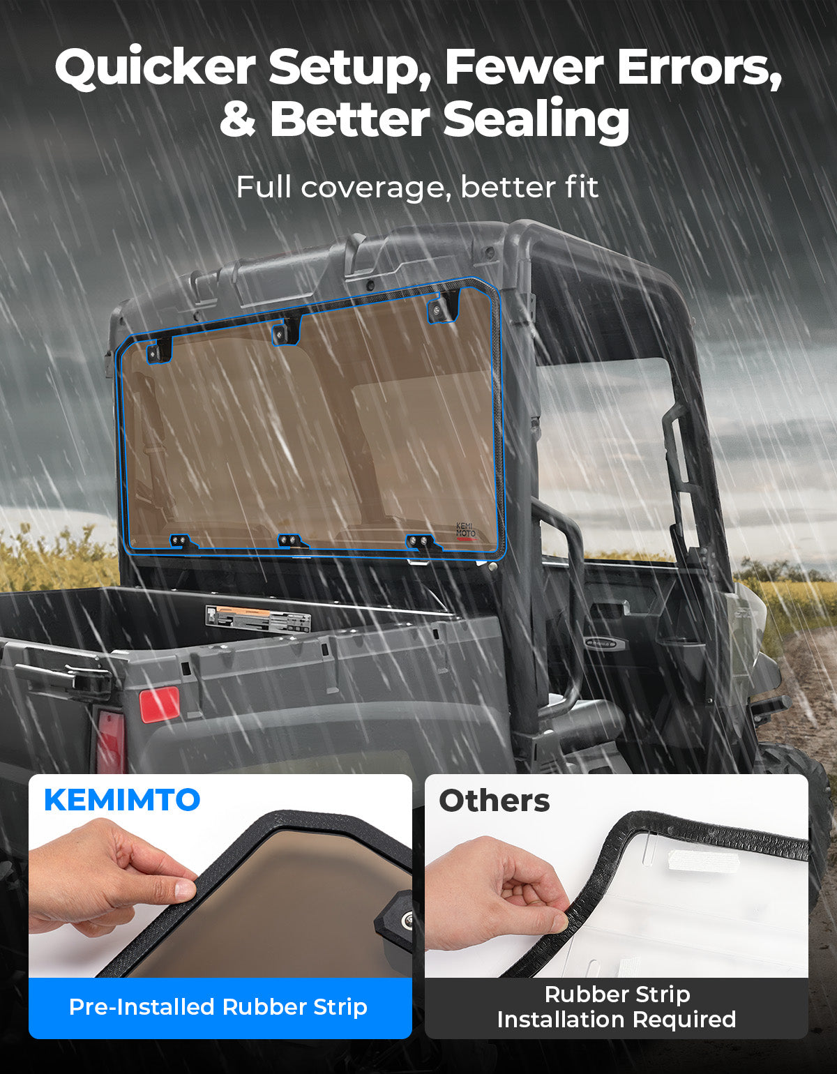 Anti-UV Tinted Rear Window for Polaris Ranger Midsize 570 500, Crew/SP/ETX/EV