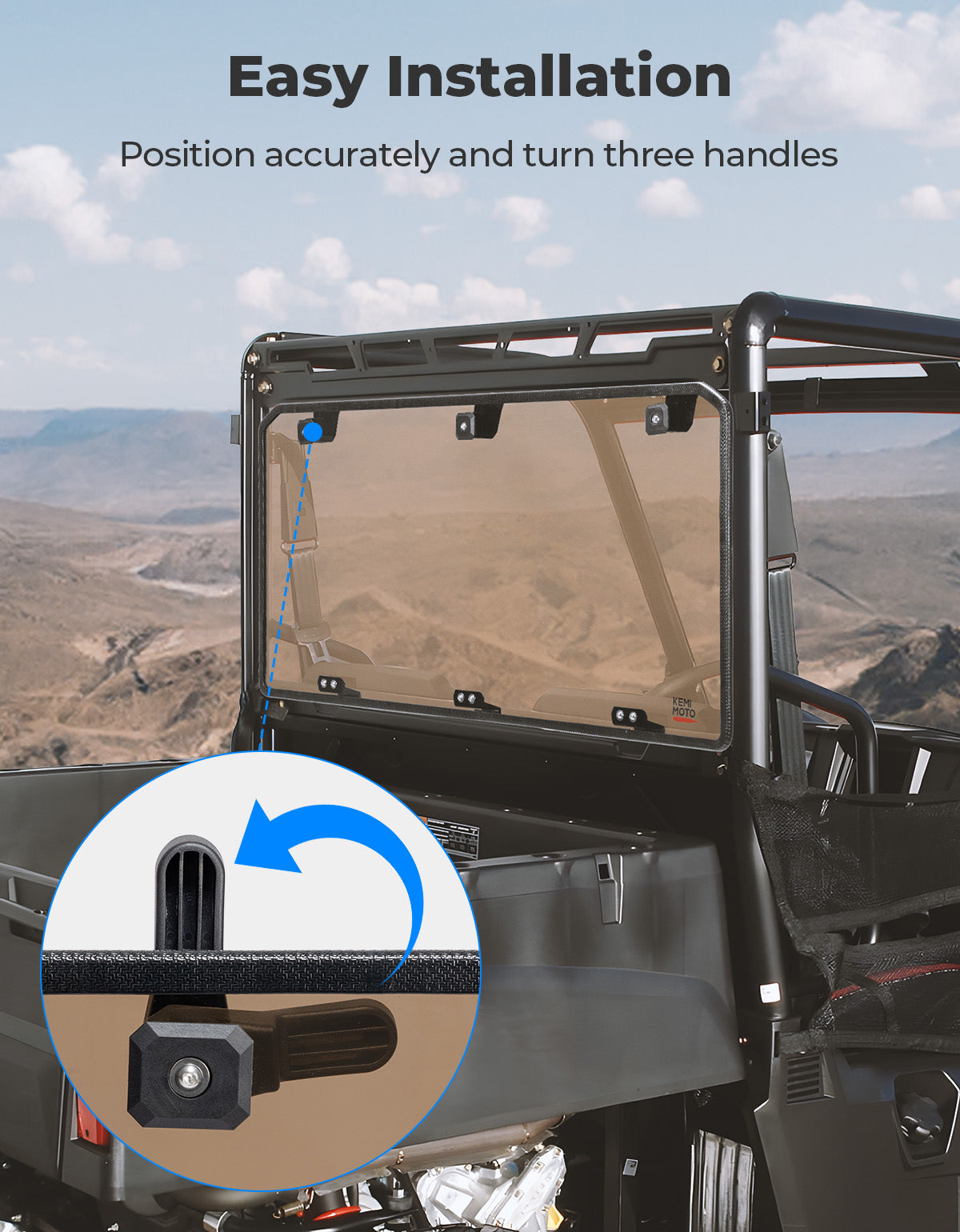 Anti-UV Tinted Rear Window for Polaris Ranger Midsize 570 500, Crew/SP/ETX/EV