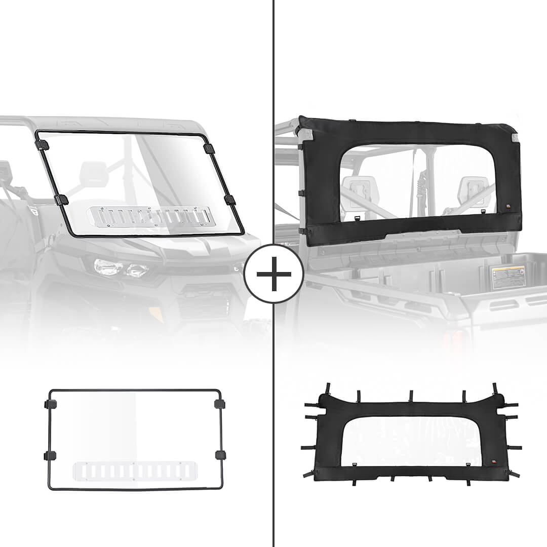 Front Vented Full Windshield & Soft Rear Windshield for Can Am Defender