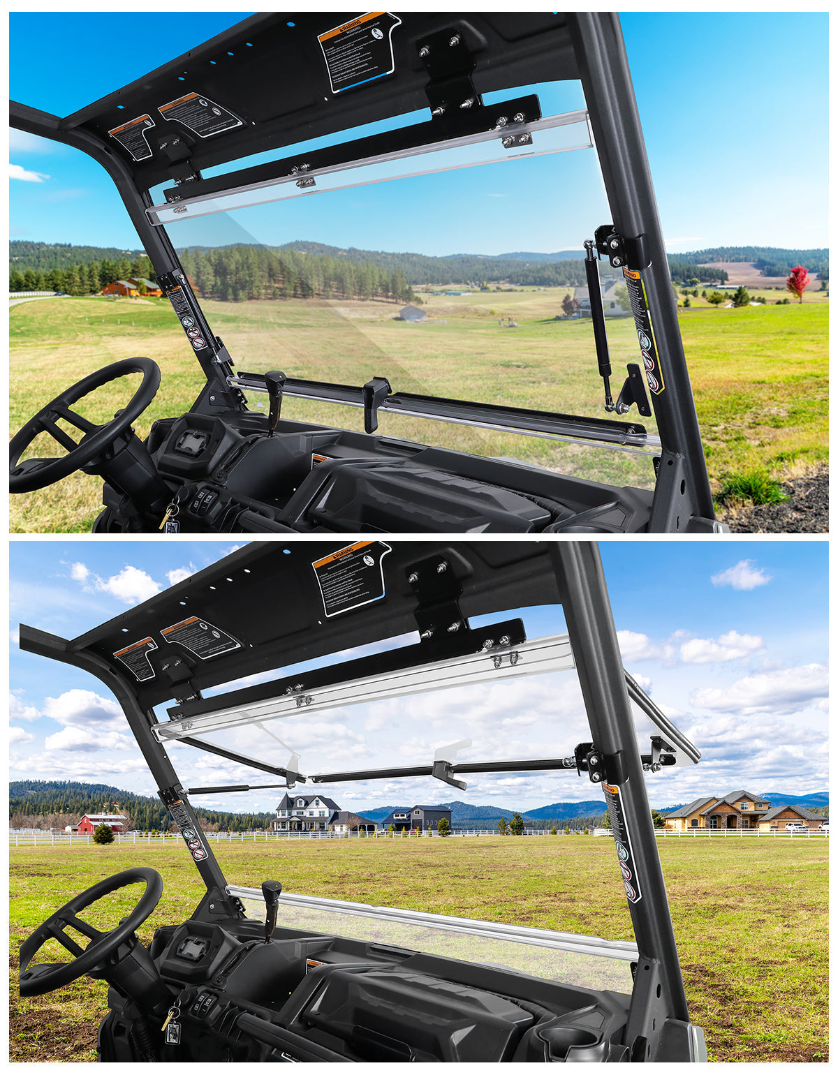 2-in-1 Flip Windshield 1/5" Thick Polycarbonate for Can-Am Defender HD5/8/10