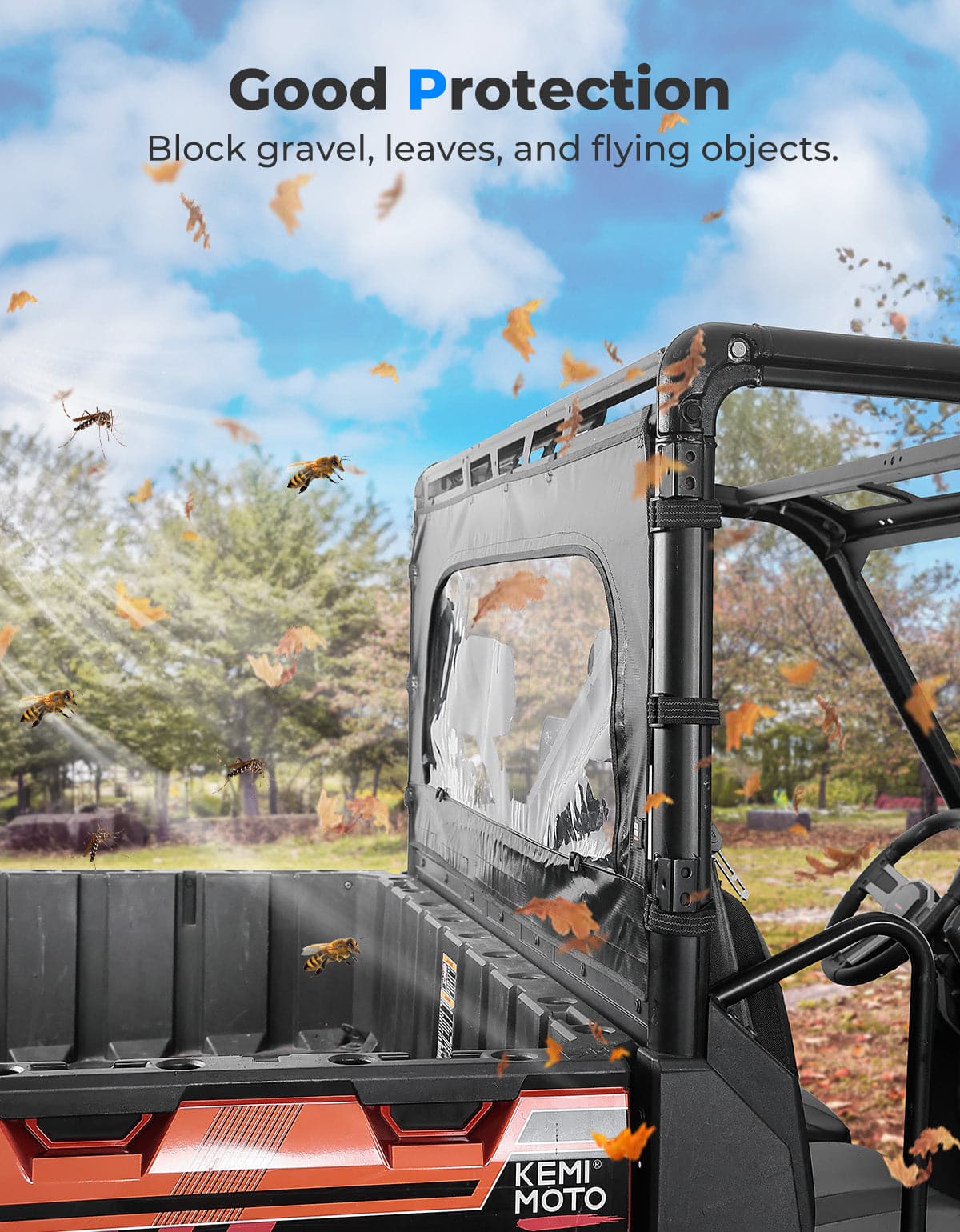 UTV Zippered Soft Rear Window for Polaris Ranger XP 1000 / Crew