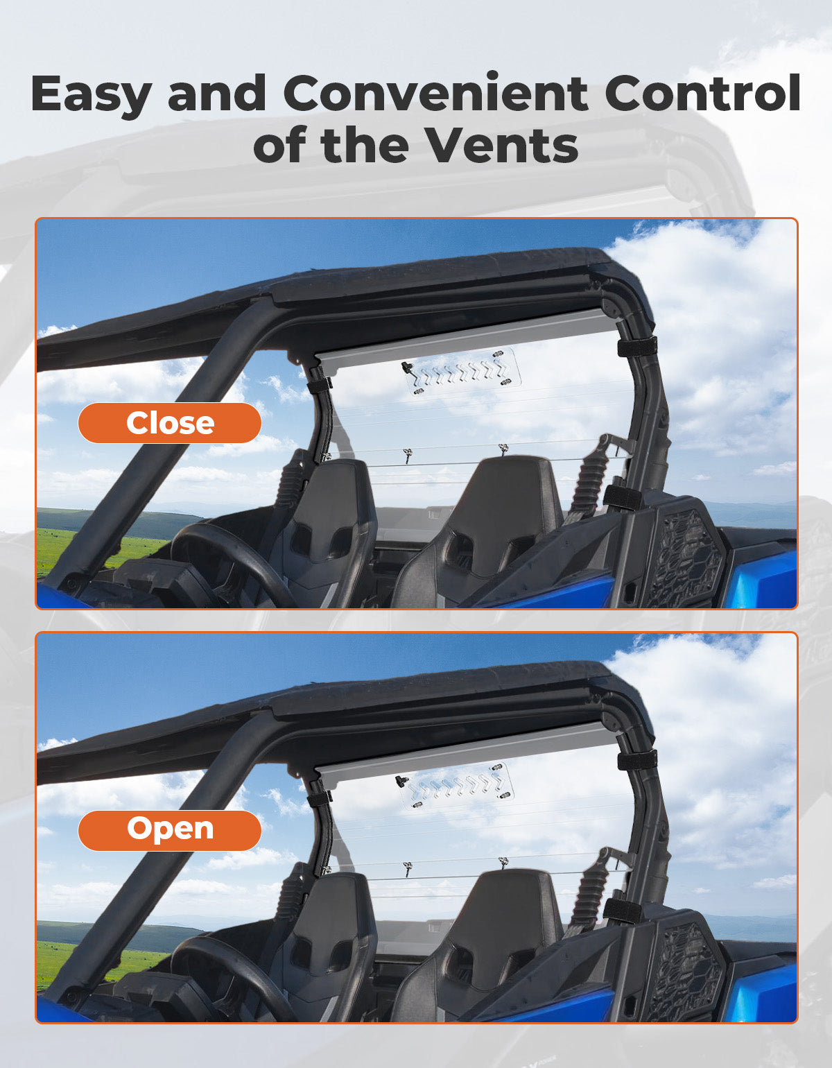 Vented Rear Windshield for Can-Am Commander 700 1000 2021-2025