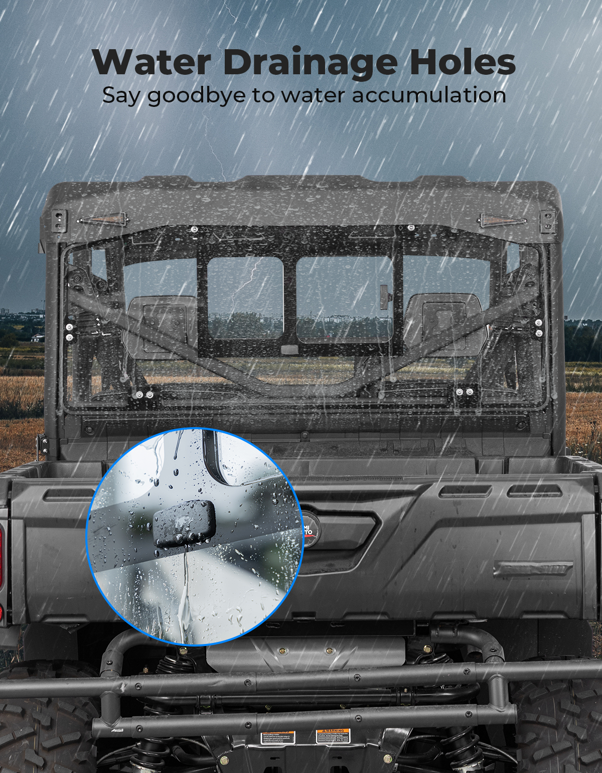 Glass Rear Windshield with Sliding Window for Can-Am Defender & Defender Max HD5/HD8/HD10 (2016–2026) – 5MM DOT Laminated Safety Glass, Scratch-Resistant