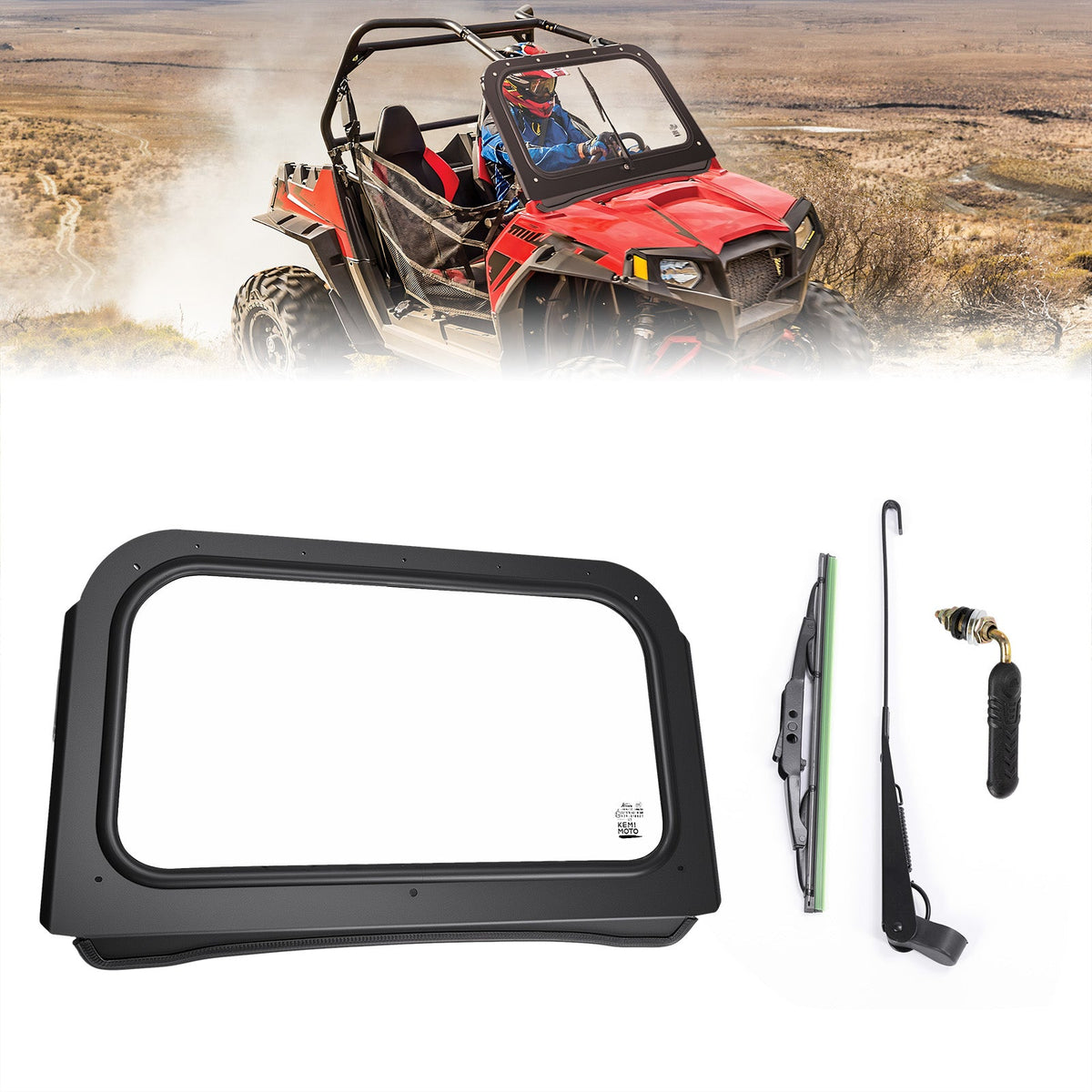 Full Front Windshield with Manual Wiper for Polaris RZR 570/800/XP 900 (2008-2014)