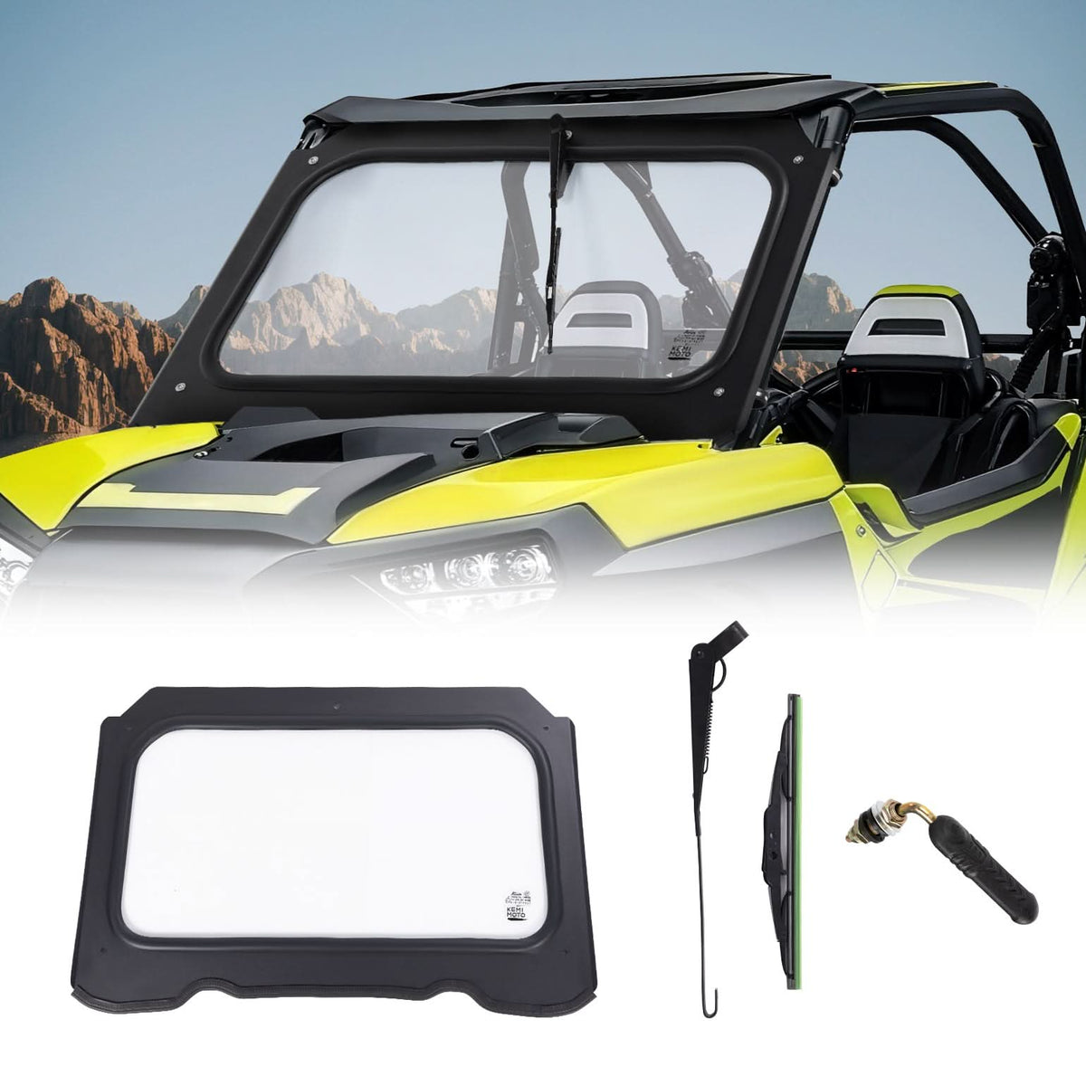 Glass Windshield with Manual Wiper for 2014-2018 Polaris RZR XP 1000