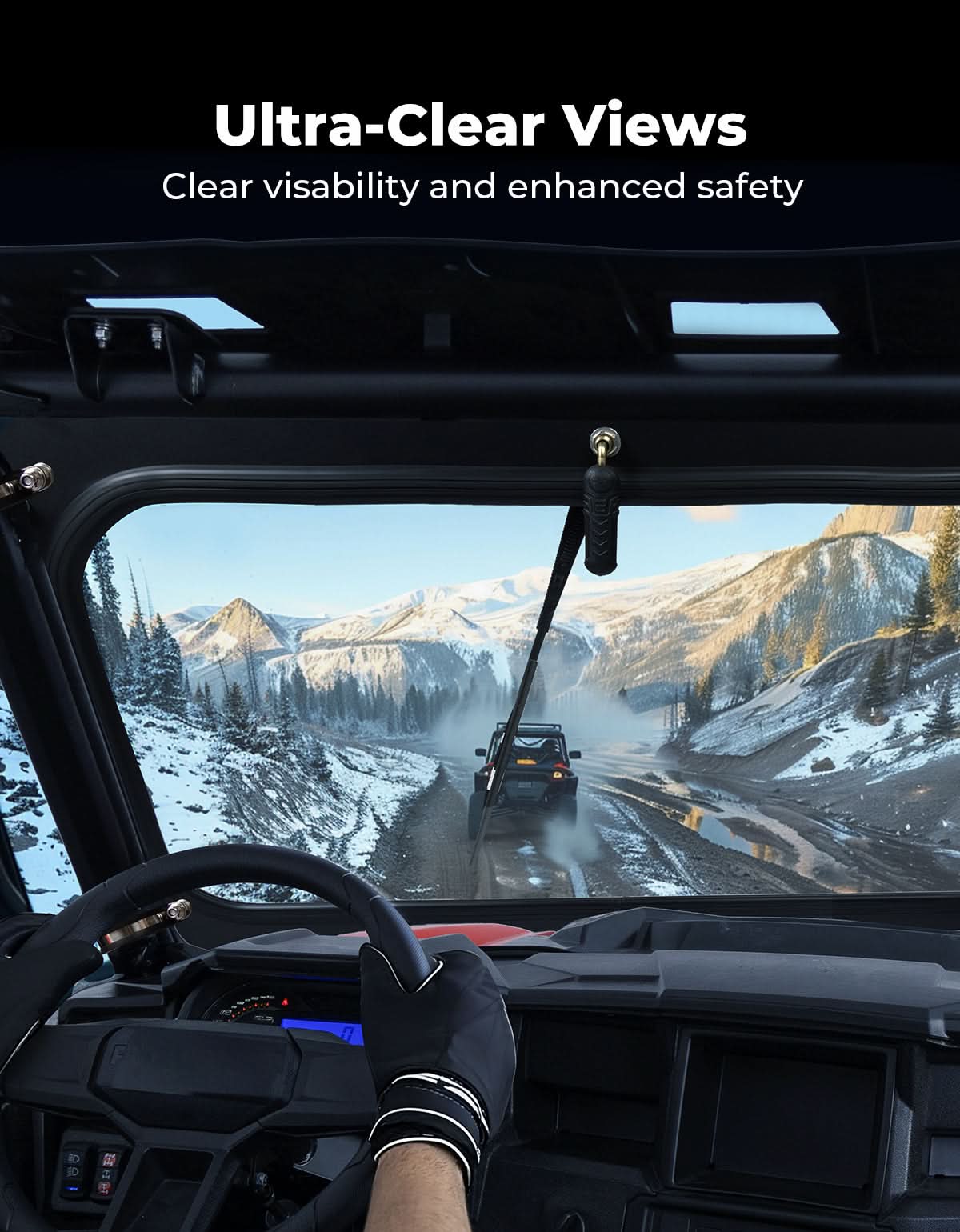 Glass Windshield with Manual Wiper for 2014-2018 Polaris RZR XP 1000