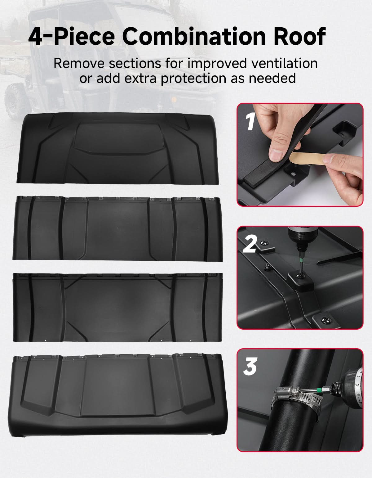 4-Piece Hard Roof Top Fit Can-Am Defender MAX (2016–2026)